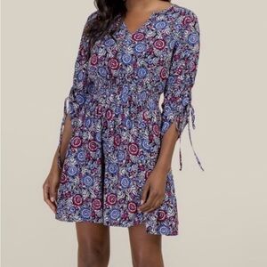 Blue Rain Blue and Red V-Neck Sundress